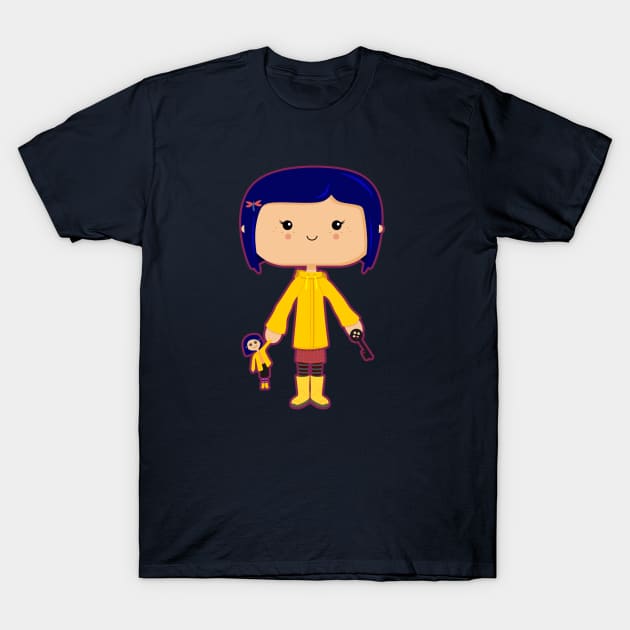 Button-Eyed Girl T-Shirt by sombrasblancas